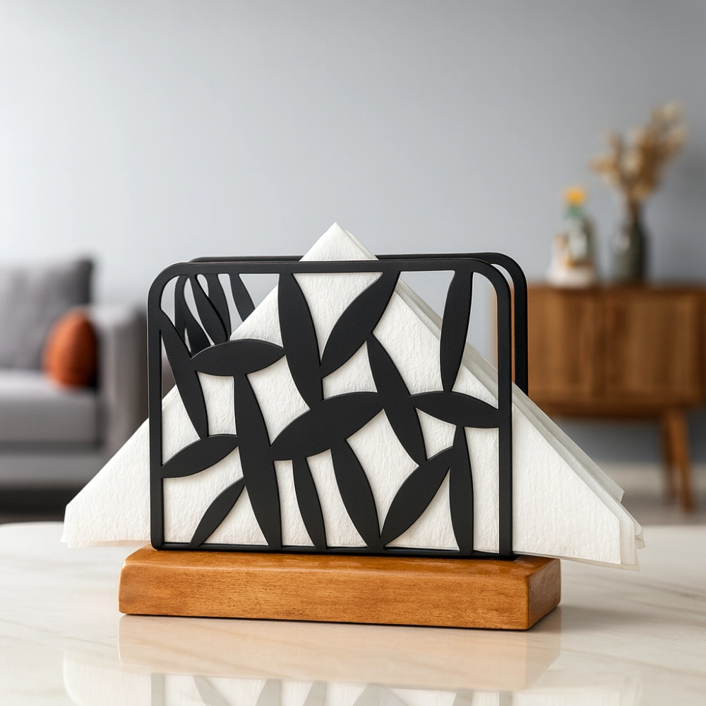 Modern Tissue Holder with Wooden Base TW01MH